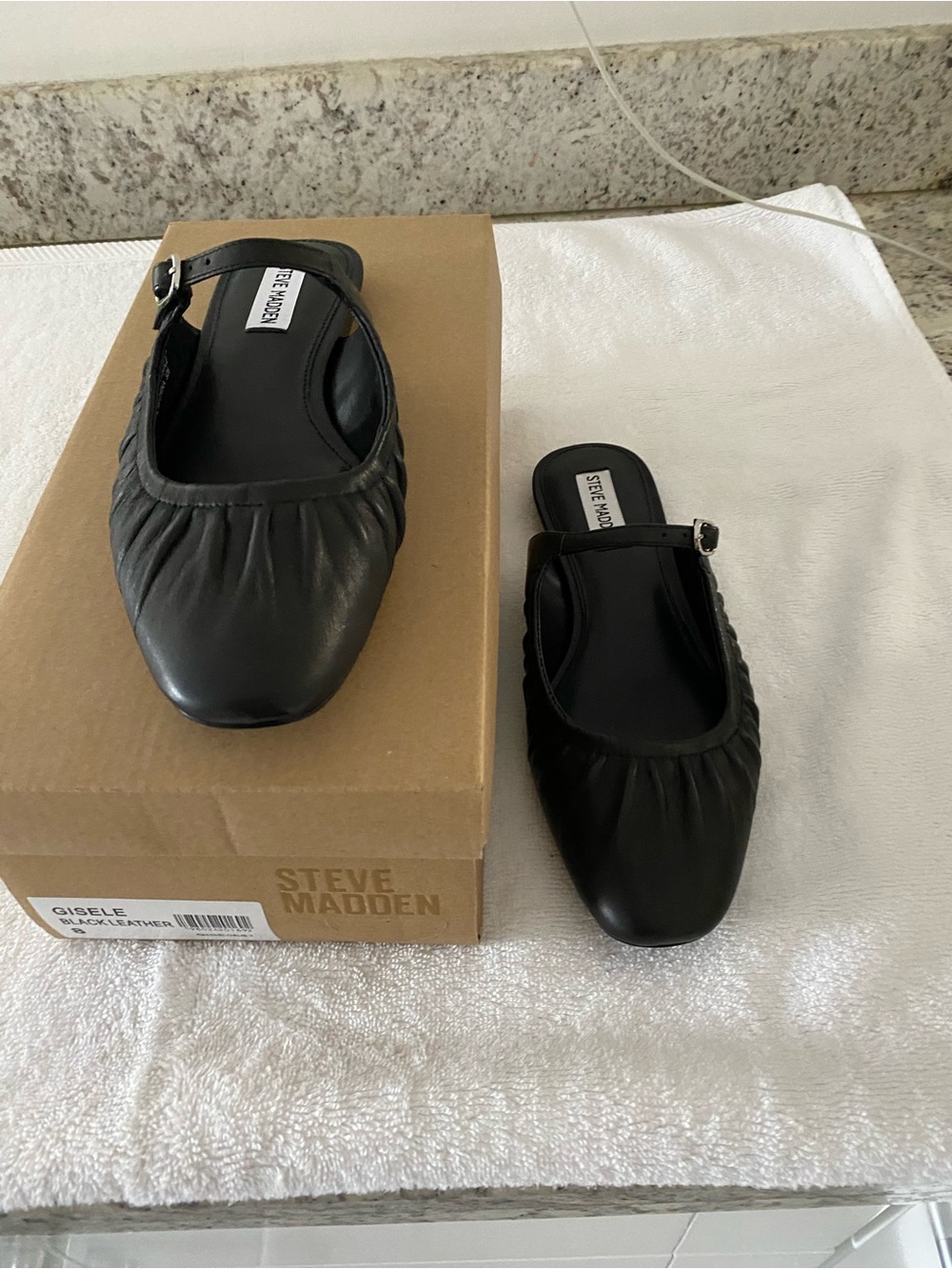 NEW Steve Madden Gisele Black Ruched Mary Jane Mule SZ 8 - Picture 3 of 5